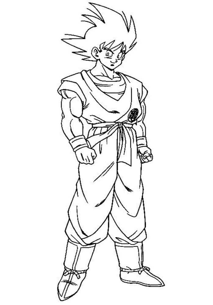 Desenho De Goku Sorridente Para Colorir