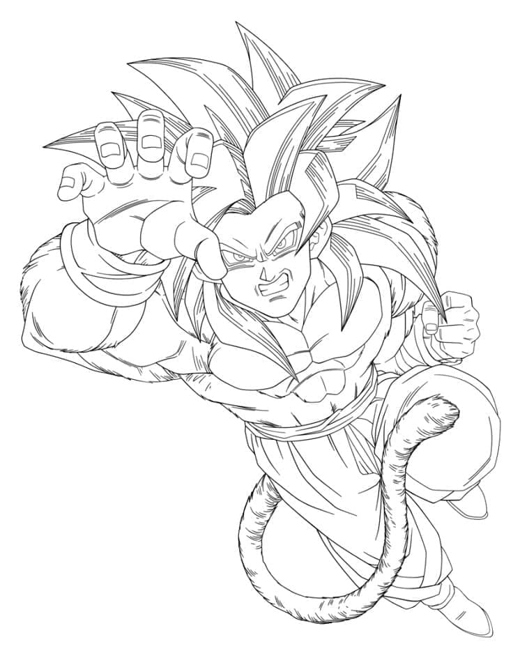 Desenho de Son Goku Super Saiyajin 4 para Colorir Desenho de Son Goku Super Saiyajin 4 para Colorir