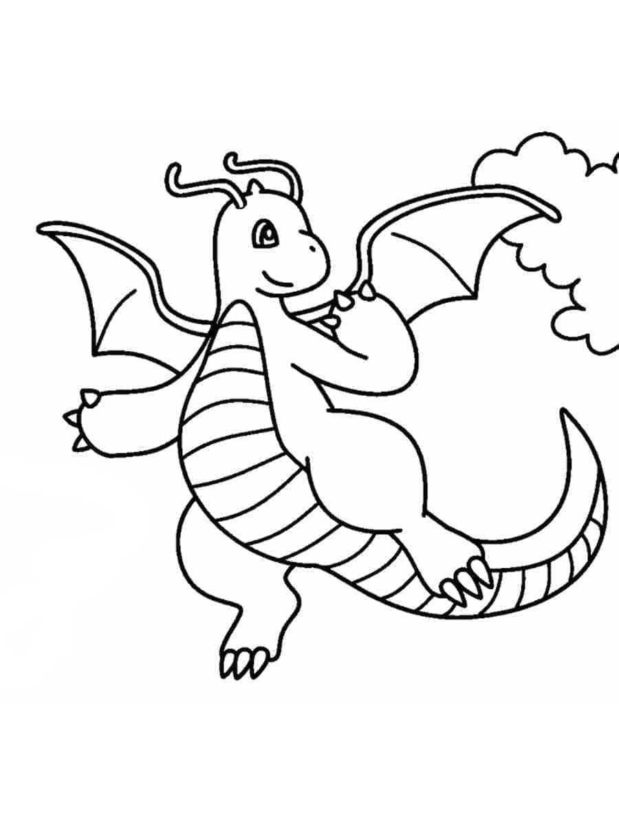 Desenho De Dragonite Feliz Para Colorir