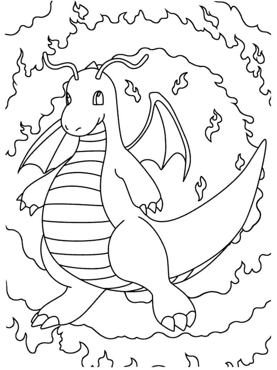 Desenho De Dragonite Imprimivel Para crianças Para Colorir