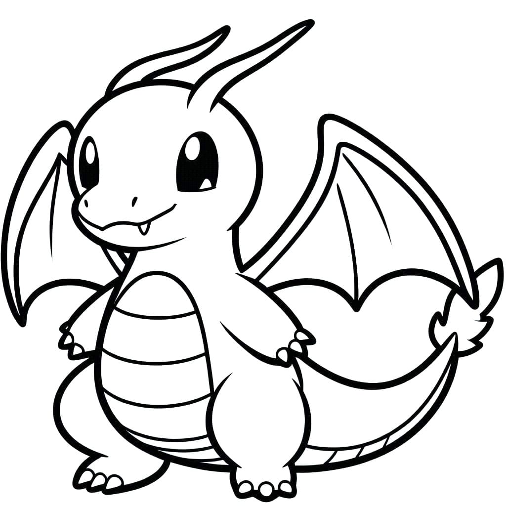 Desenho De Dragonite Para crianças De 4 Anos Para Colorir