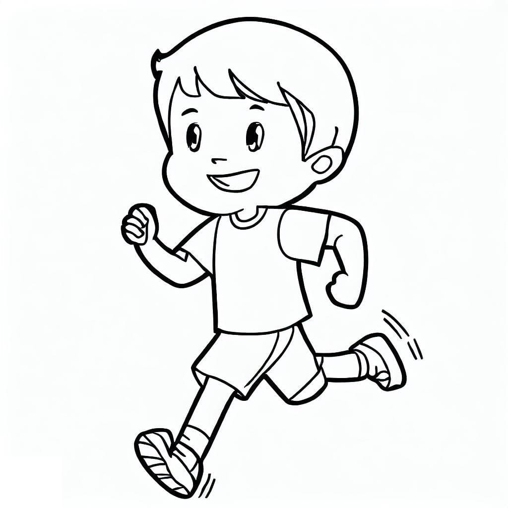 Desenho De Menino Correndo Para Colorir