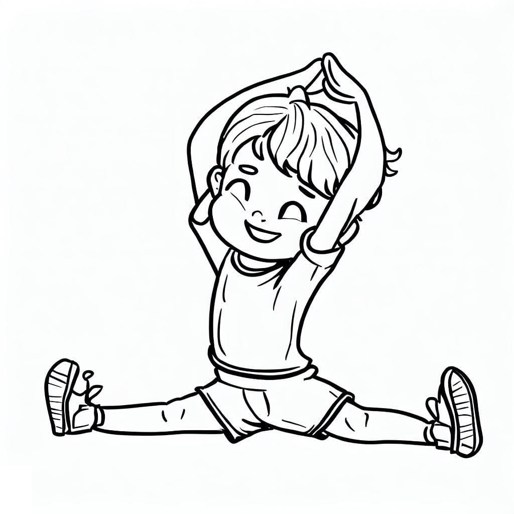 Desenho De Um Menino De Alongamento Para Colorir