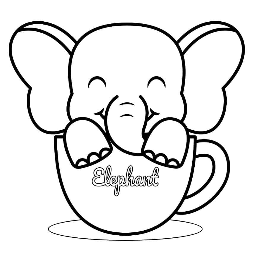Desenho De Um Elefante Muito Lindo Para Colorir