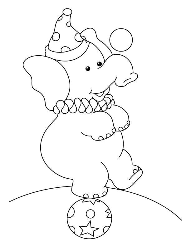 Desenho De Um Elefante De Circo Para Colorir