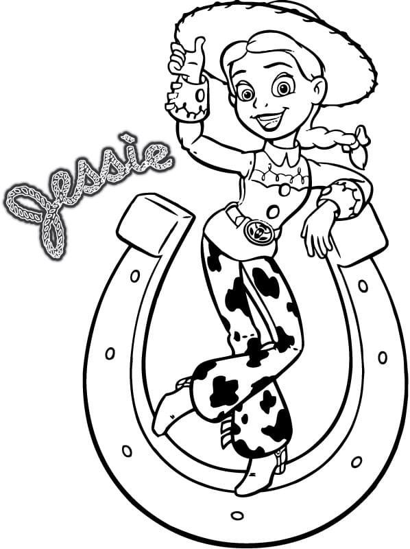 Desenho De Jessie Com Ferradura Para Colorir