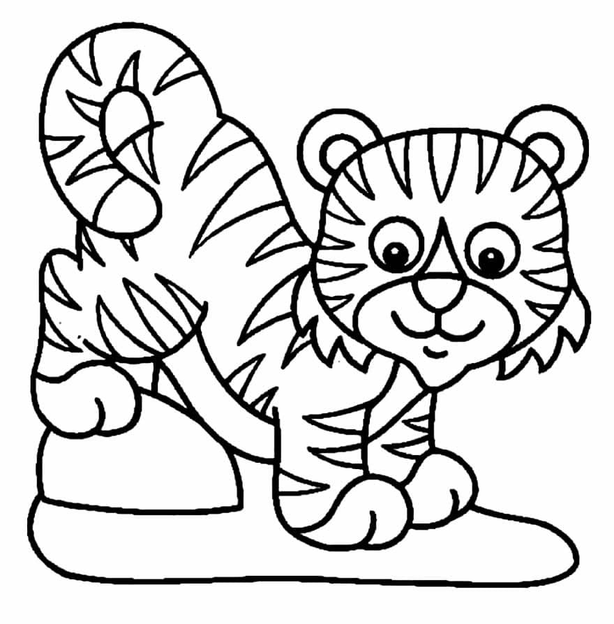 Desenho De Filhote De Tigre grátis Para Colorir