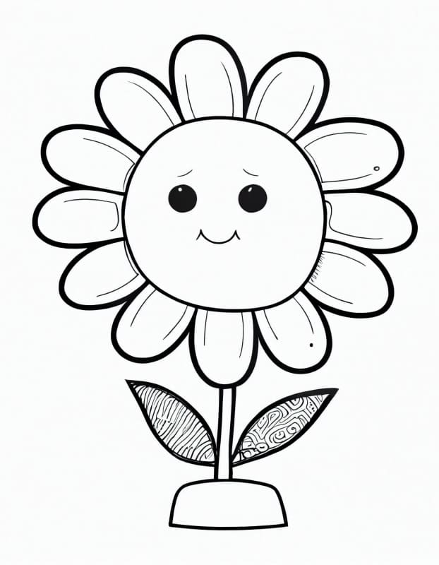 Desenho De Uma Flor Muito Fofa Para Colorir