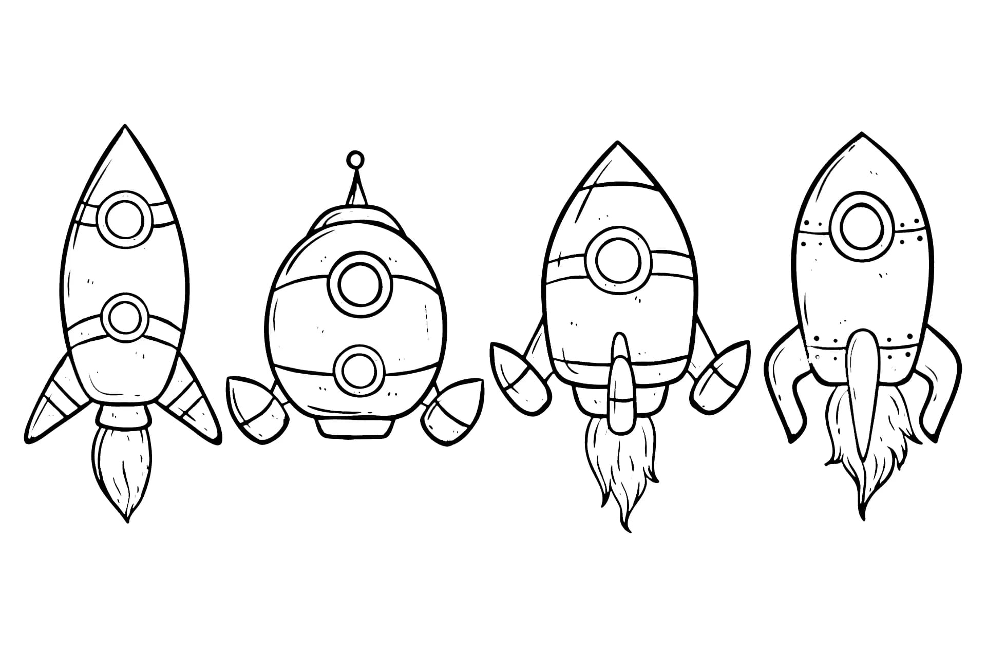Desenho De Quatro Foguete Para Colorir