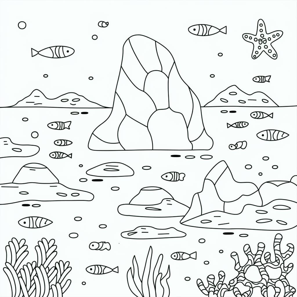 Desenho De Fundo Do Mar Para crianças De 1 Ano Para Colorir