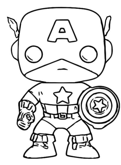 Desenho De capitão américa Funko Pop Para Colorir