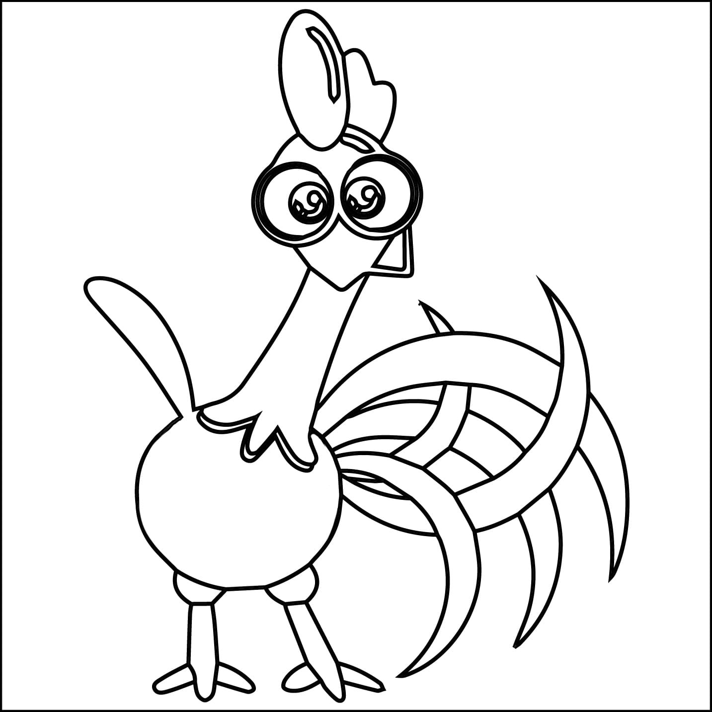 Desenho De adorável Galo Carijo Para Colorir