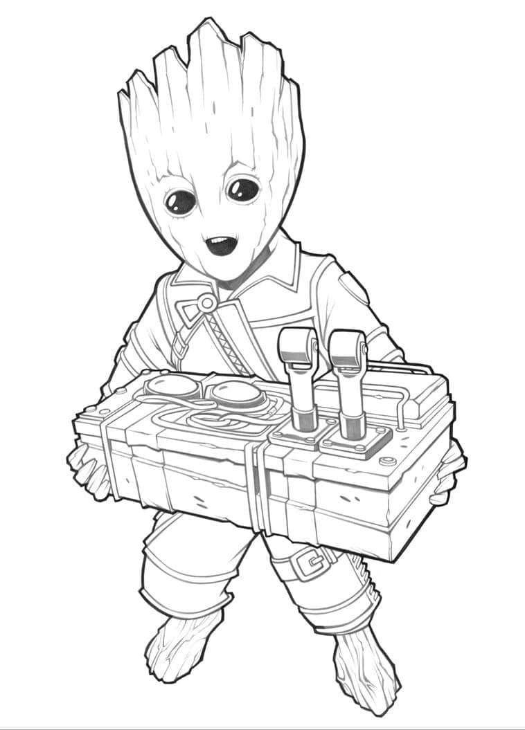 Desenho De Pequeno Groot Para Colorir