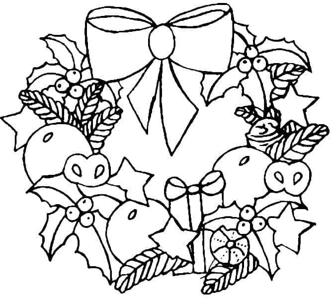 Desenho De Guirlanda De Natal Muito Linda Para Colorir