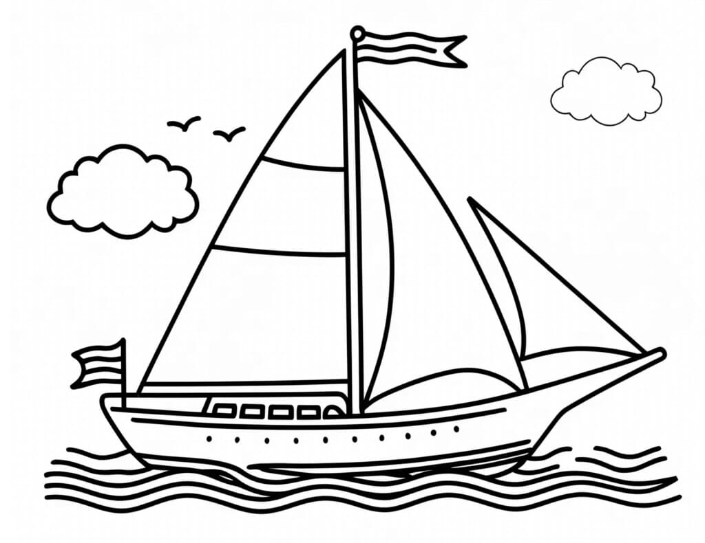 Desenho De Imagem De Iate Para Colorir
