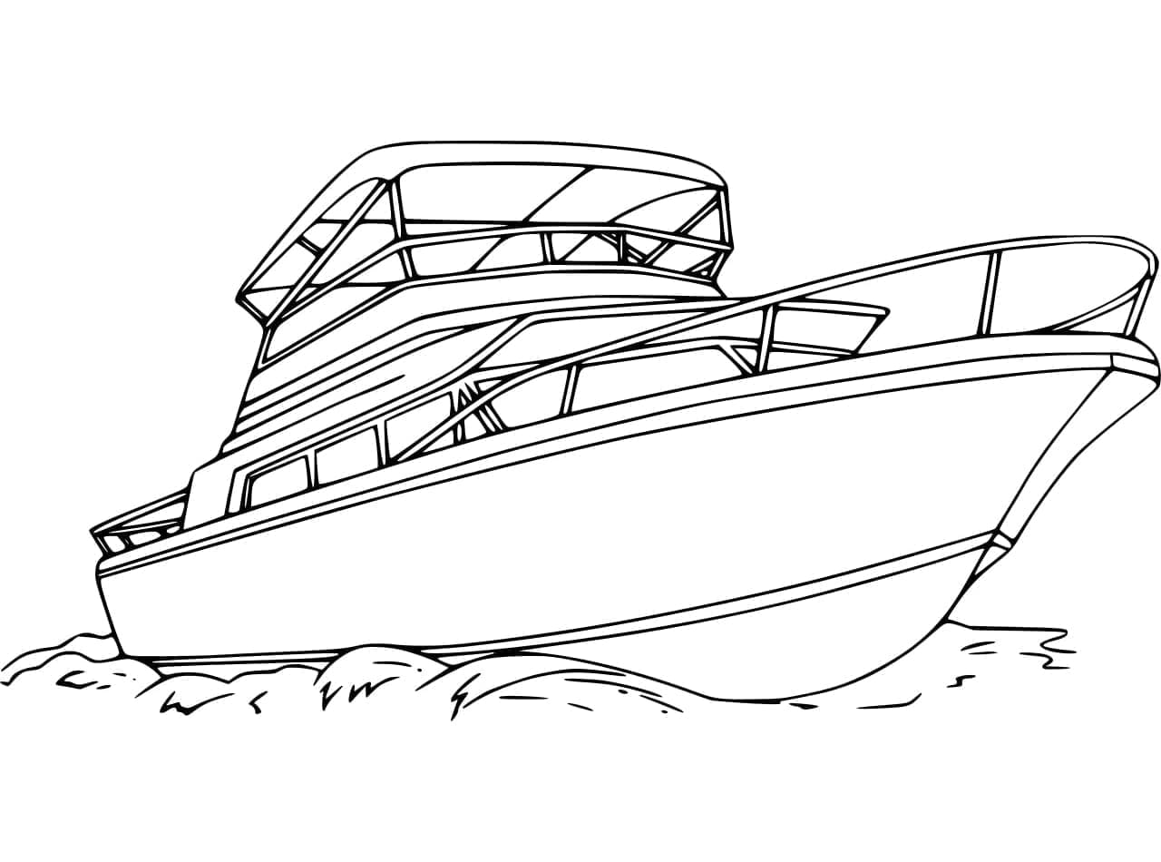 Desenho De Um Belo Iate Para Colorir