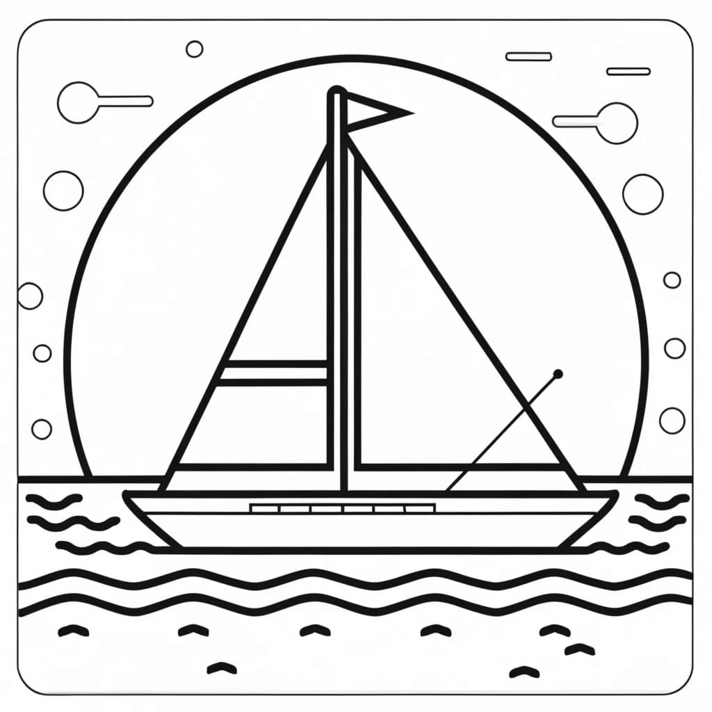 Desenho De Um Iate fácil Para Colorir