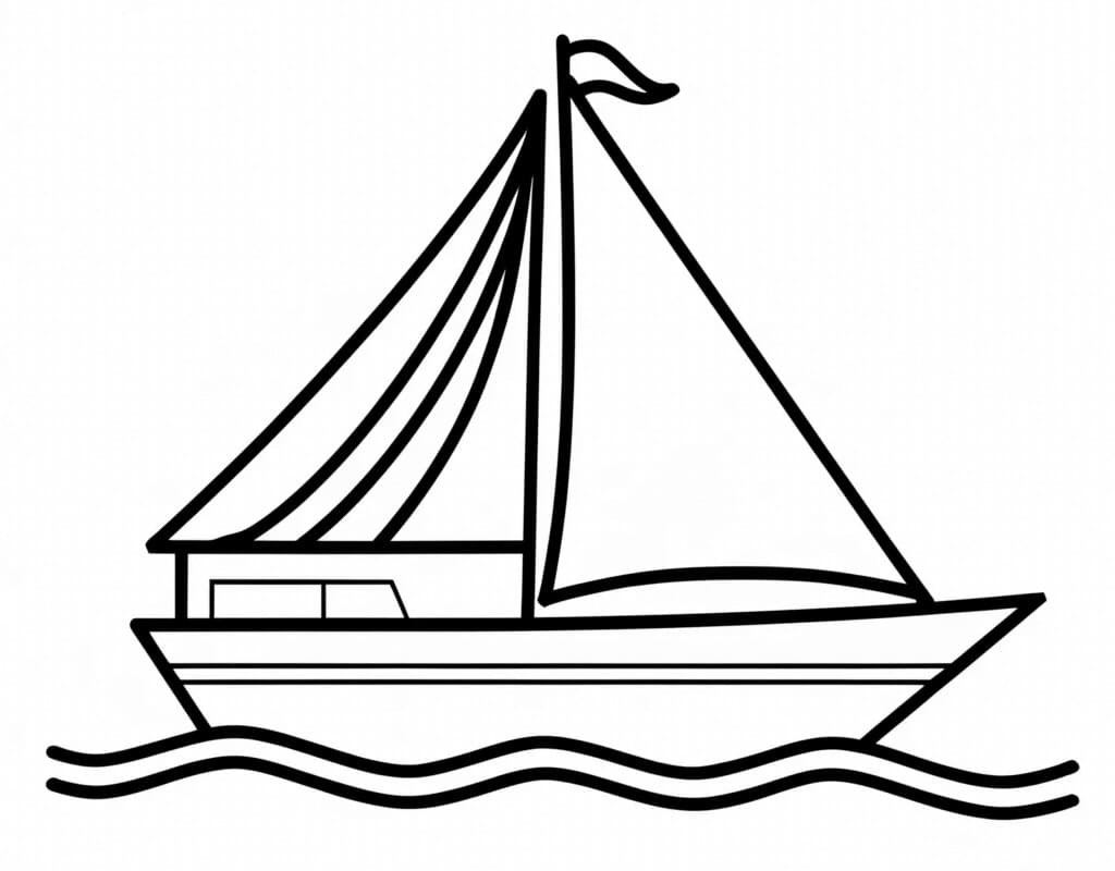 Desenho De Um Iate Simples Para Colorir