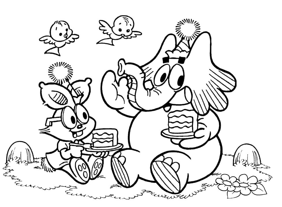 Desenho Jotalhao e Coelho Caolho Para Colorir