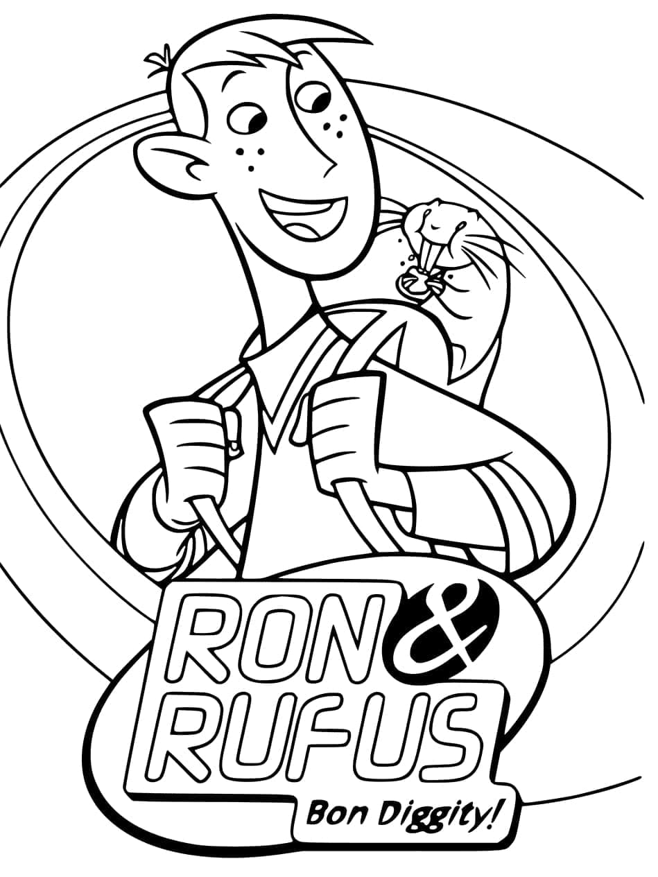 Desenhos De Ron Stoppable e Rufus De Kim Possible Para Colorir