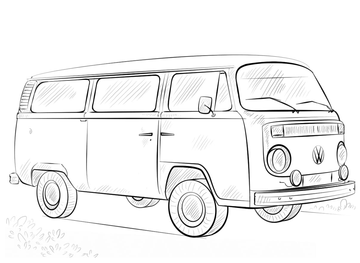 Desenho De Imprimivel Kombi Para Colorir