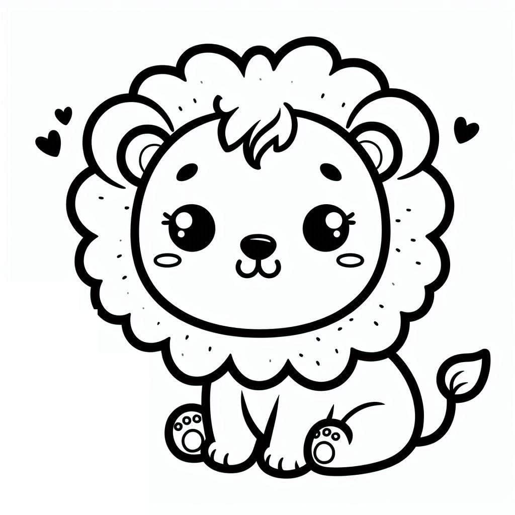 Desenho De adorável leãozinho Para Colorir