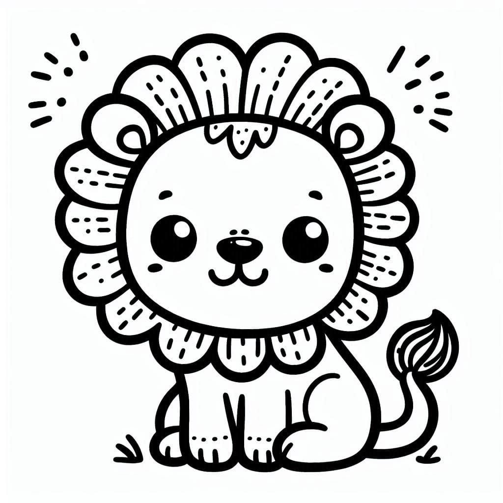 Desenho De leãozinho Alegre Para Colorir