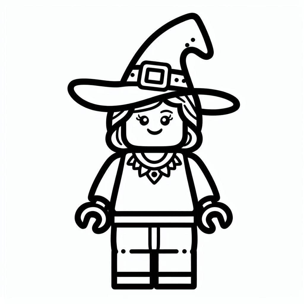 Desenho de Bruxa de Lego para Colorir