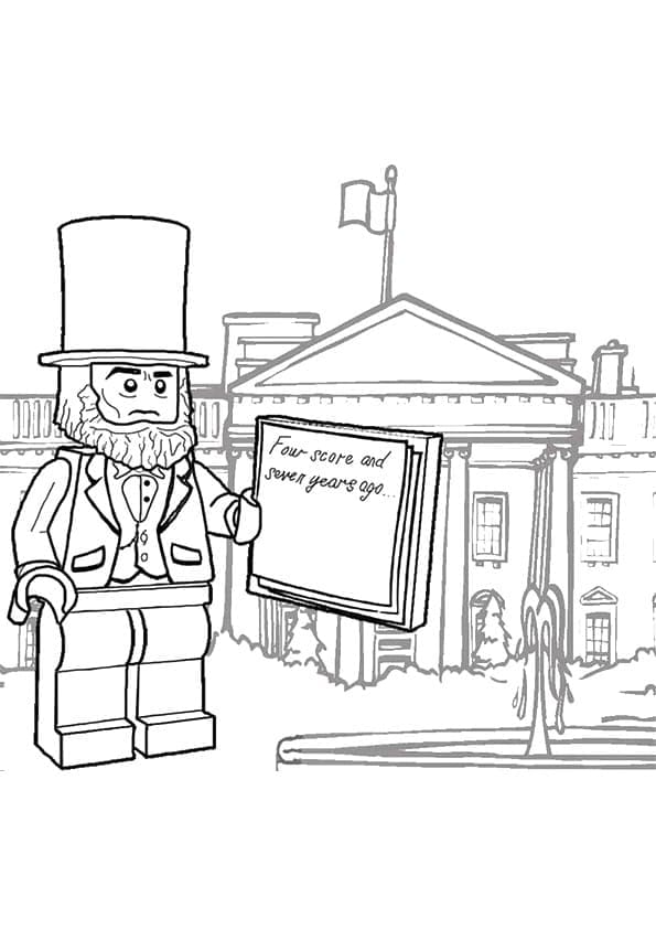Desenho de Lego Abraham Lincoln para Colorir