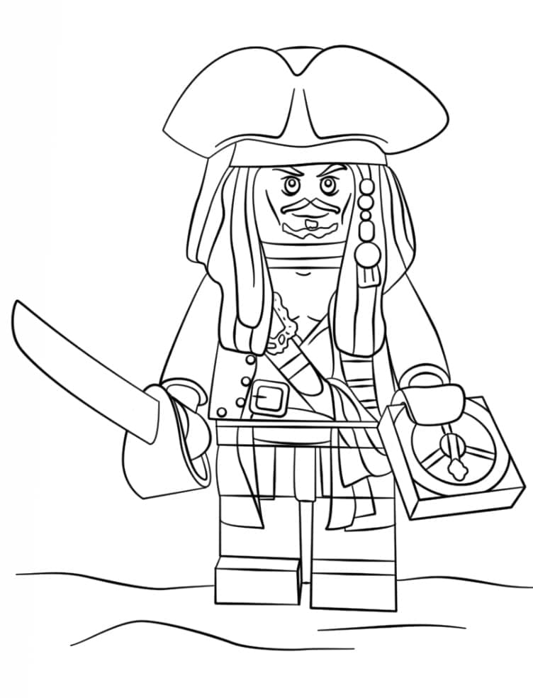 Desenho de Lego Jack Sparrow para Colorir
