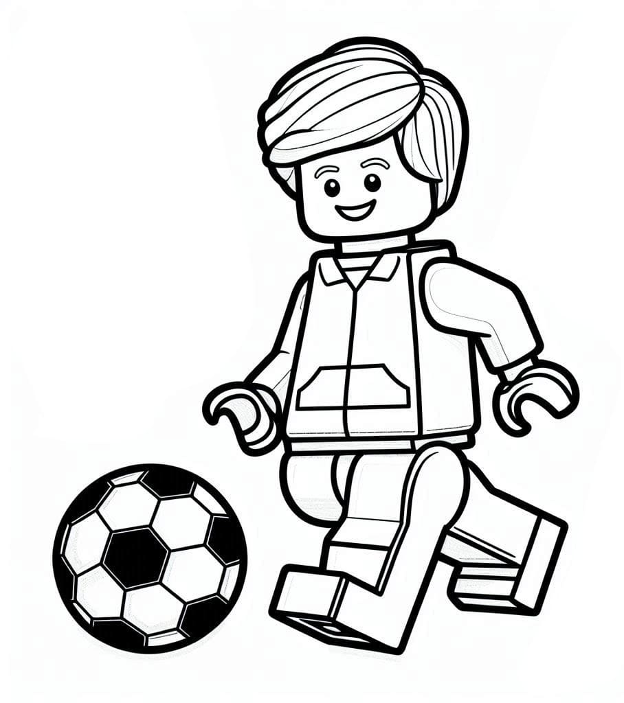 Desenho de Lego Jogá Futebol para Colorir