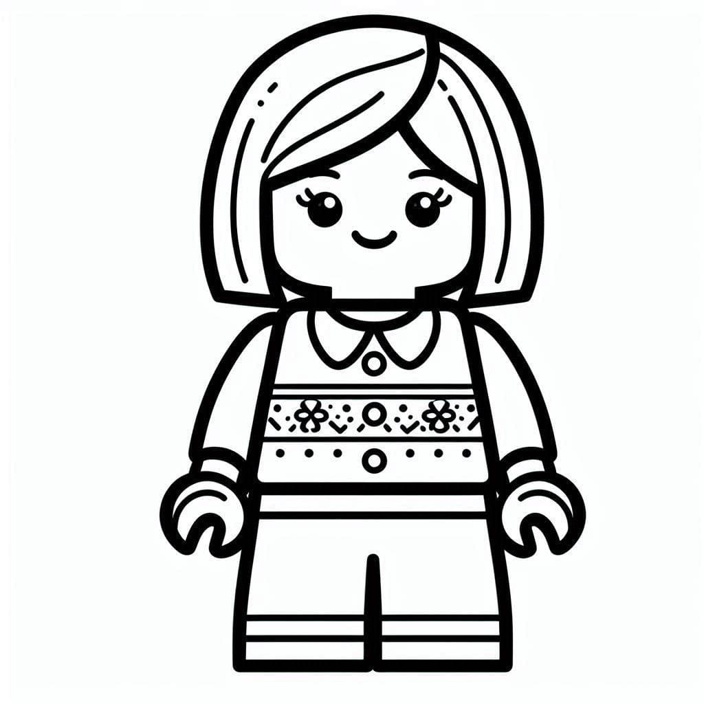 Desenho de Menina Lego para Colorir
