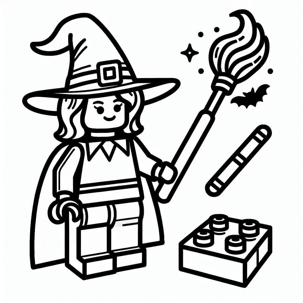 Desenho de uma Bruxa de Lego para Colorir