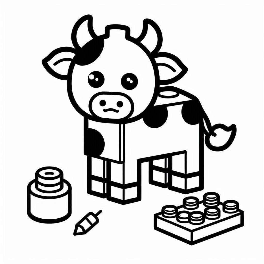 Desenho de Vaca Lego para Colorir