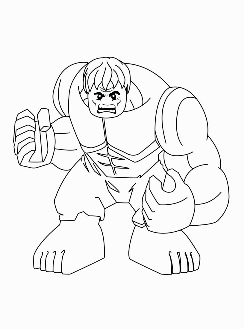 Desenho de Lego do Hulk para Imprimir e Colorir