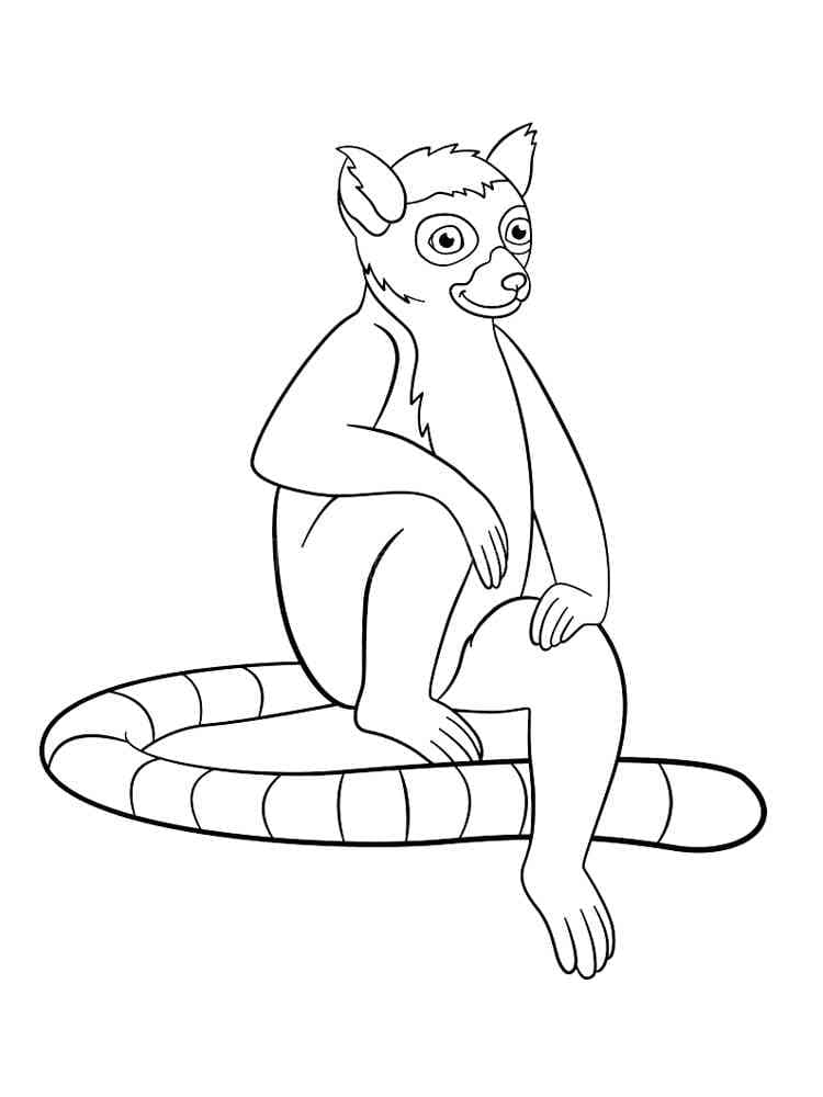 Desenho De Lemure Sorridente Para Colorir