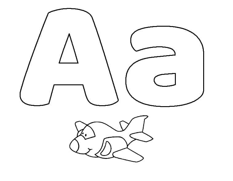 Desenho De Letra A e Para Avião Para Colorir