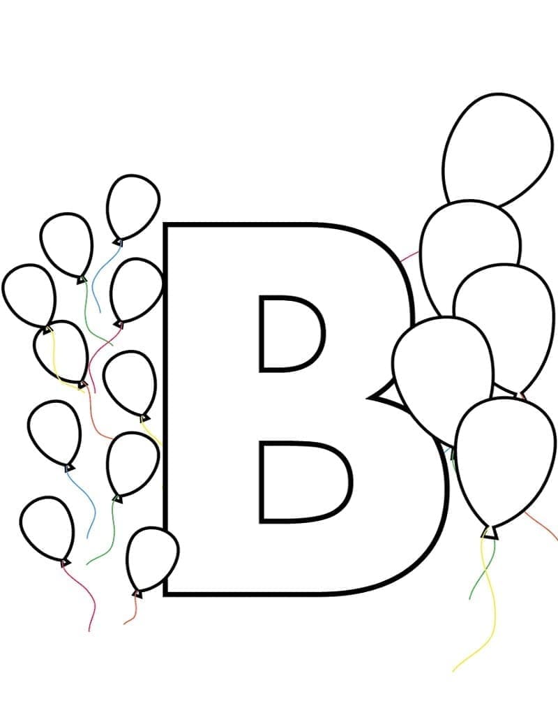 Desenho De Letra B e balões Para Colorir