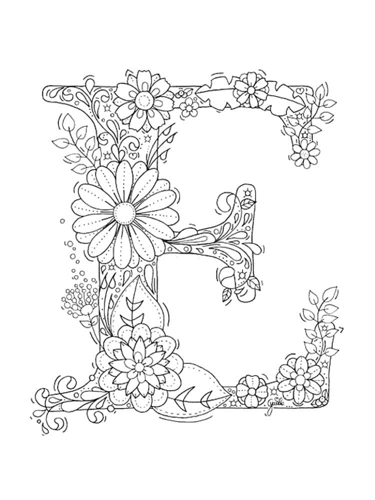 Desenho De Linda Letra e Para Colorir