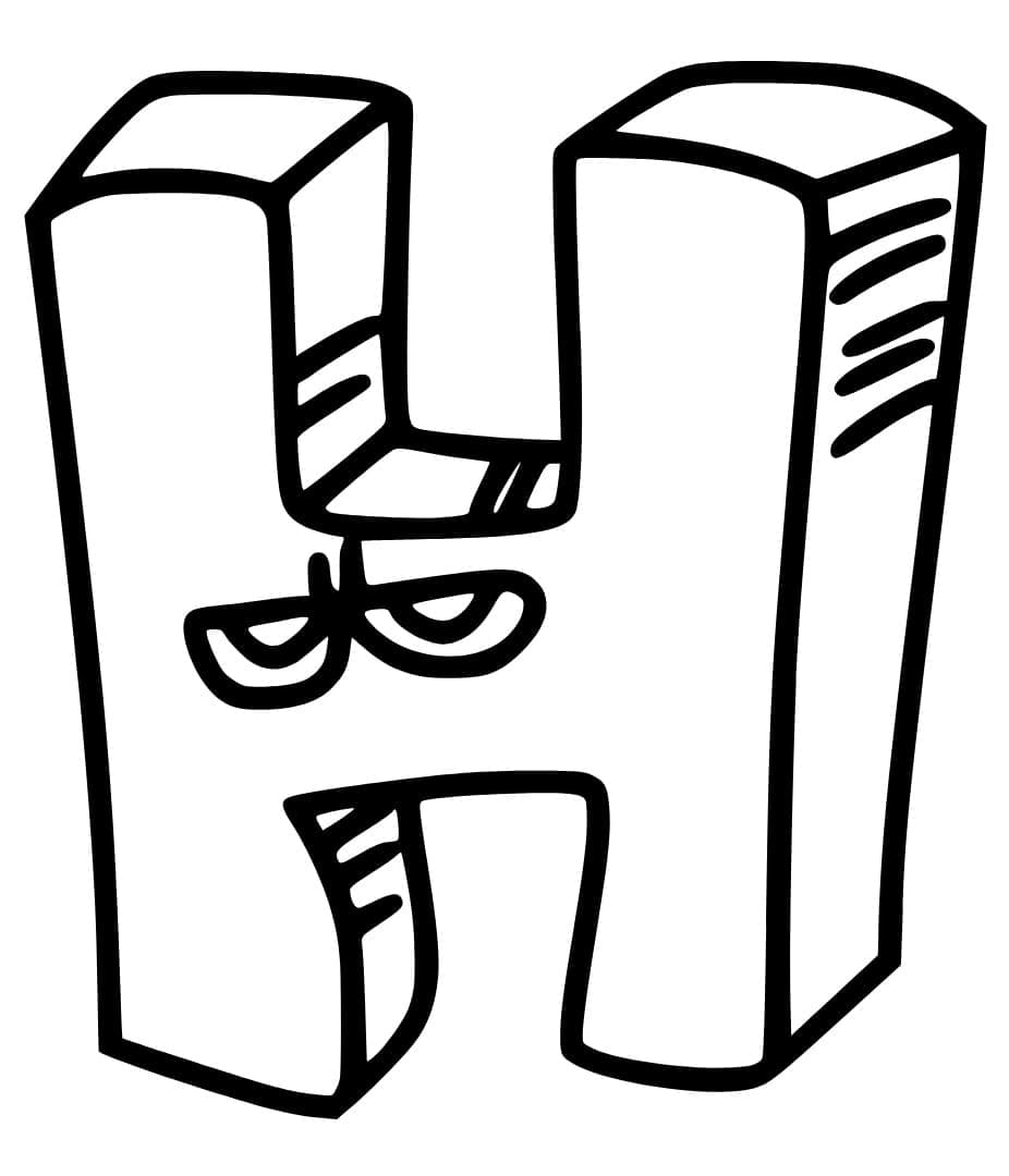 Desenho De Letra H Animada Para Colorir