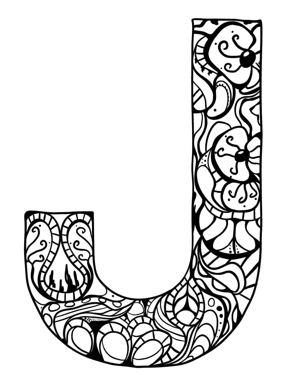 Desenho De Letra J grátis Para crianças Para Colorir