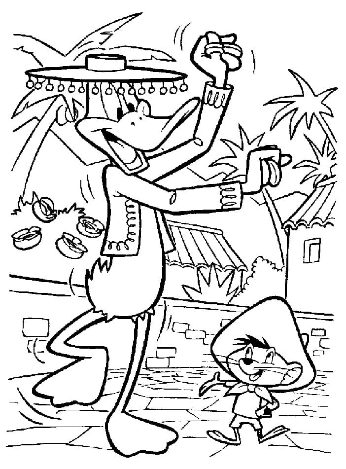 Desenho De Ligeirinho e Patolino Para Colorir