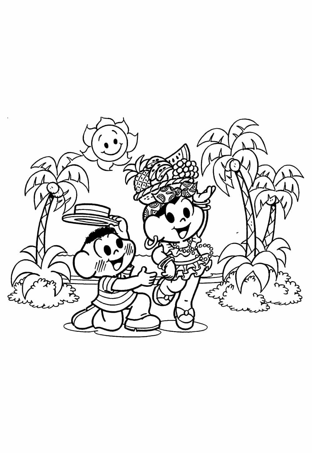 Desenho De cascão e Magali Para Colorir