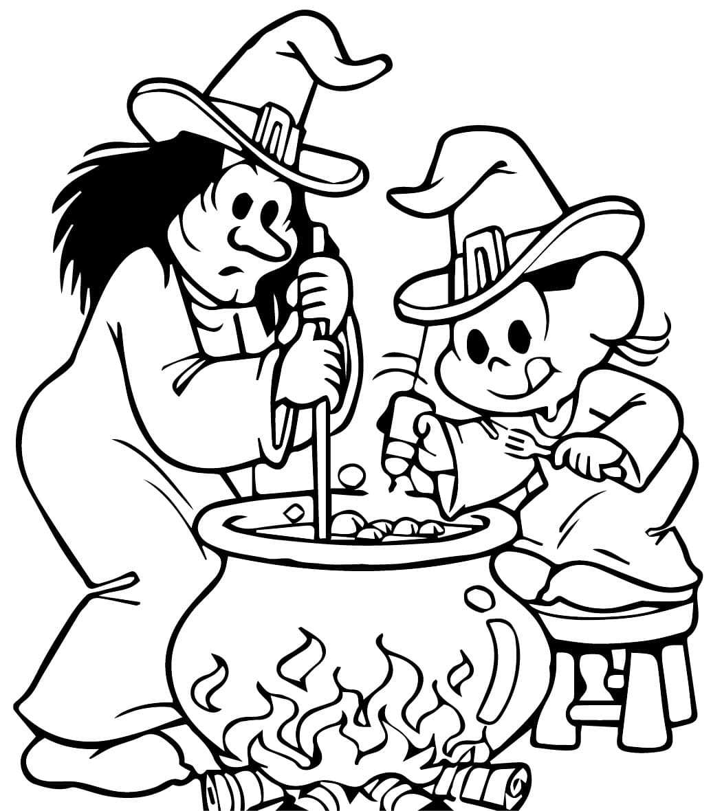 Desenho De Magali e Bruxa Para Colorir