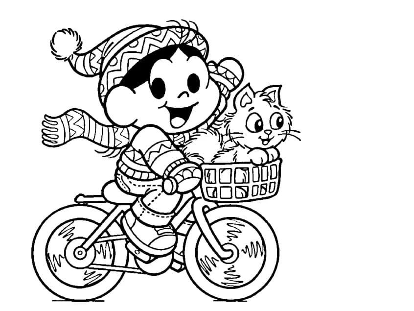 Desenho De Magali e Gatinha Para Colorir