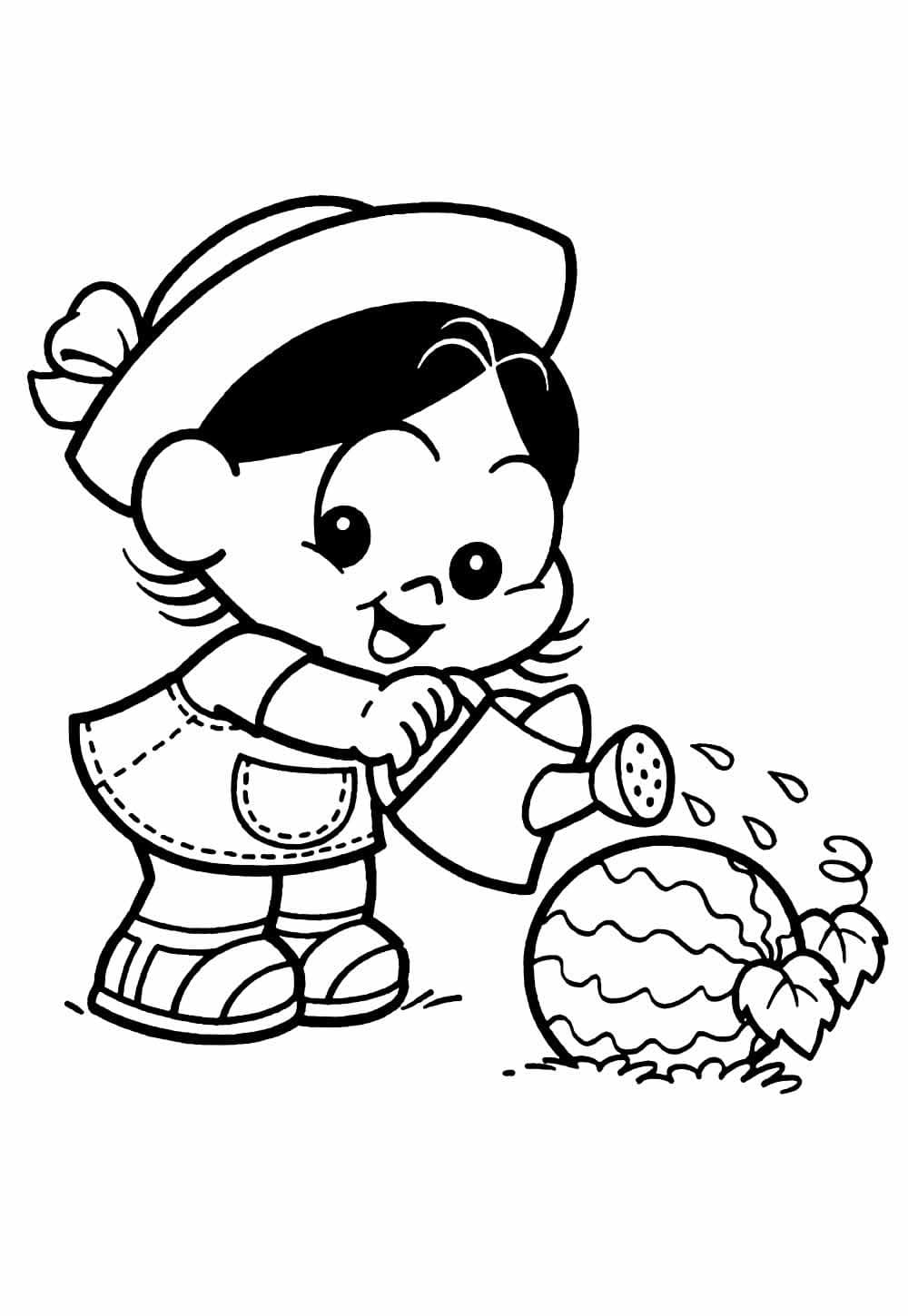 Desenho De Magali e Melancia Para Colorir