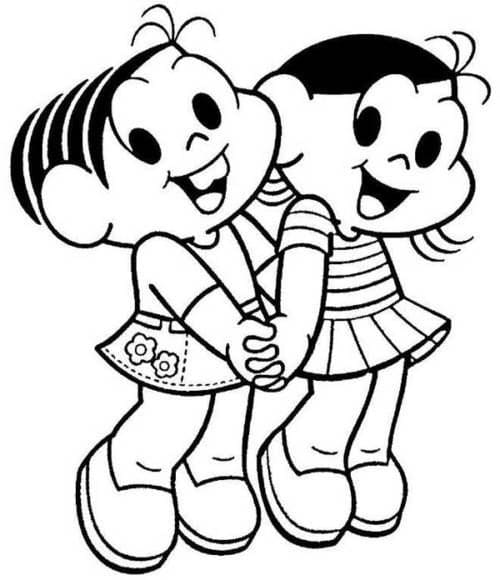 Desenho De Monica e Magali Para Colorir