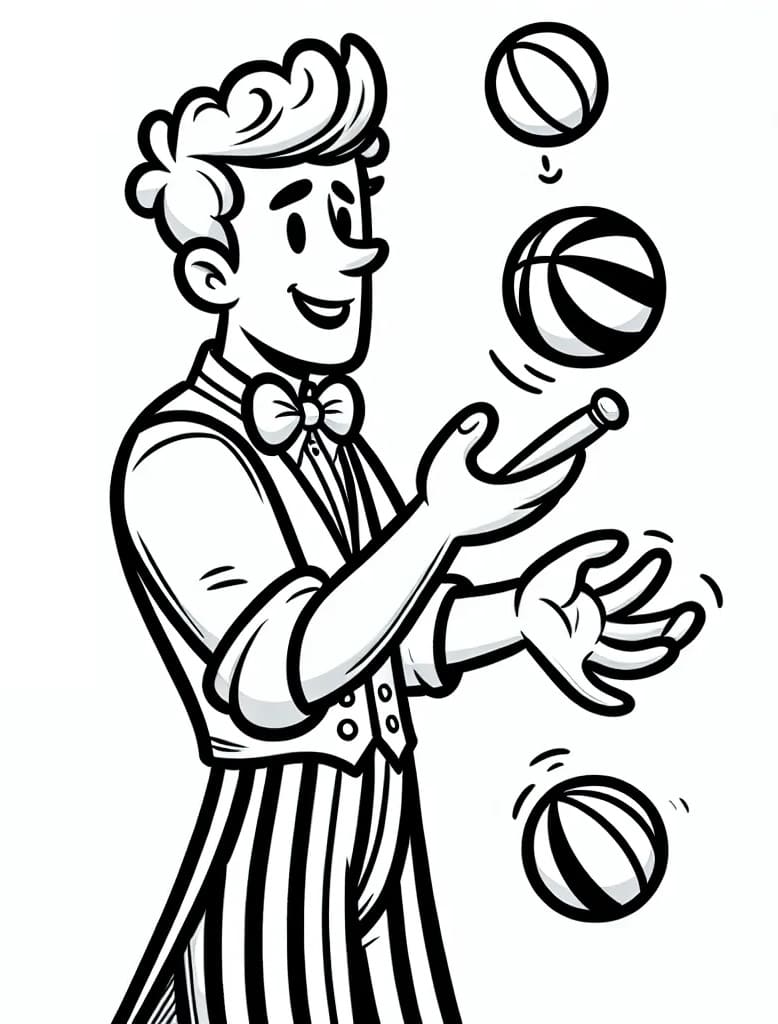 Desenho De Malabarista amigável Para Colorir