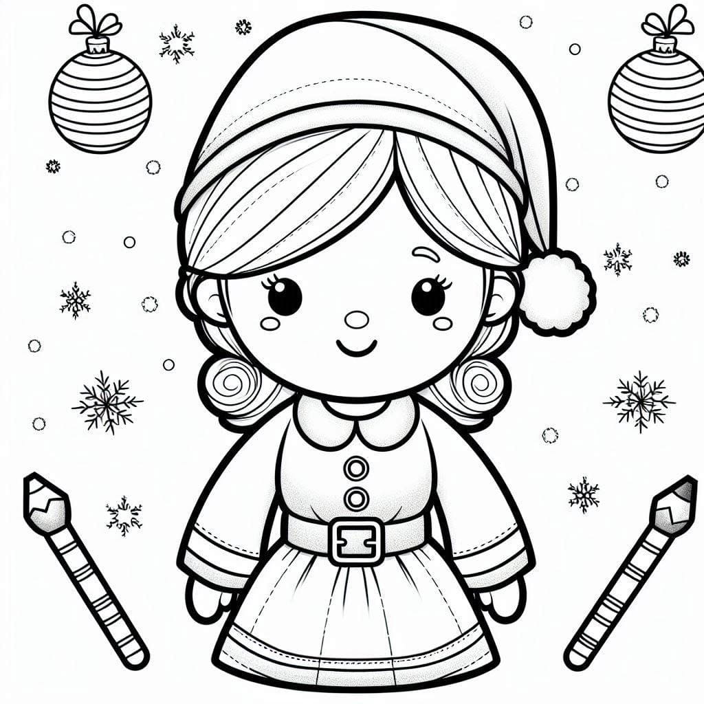 Desenho De mamãe Noel Imprimivel Para Colorir