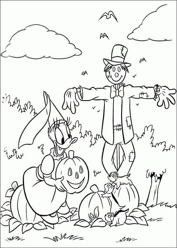 Desenho De Disney Margarida e abóbora Para Colorir